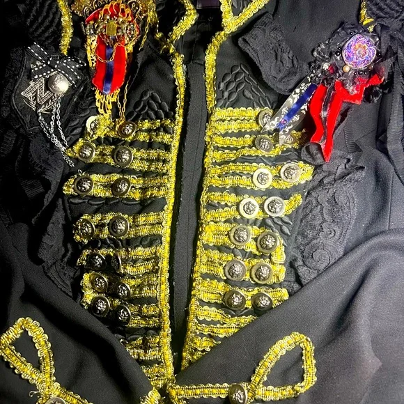 One of a kind Artist handmade Medals Embellished Military Jacket Coat.Rock Star!